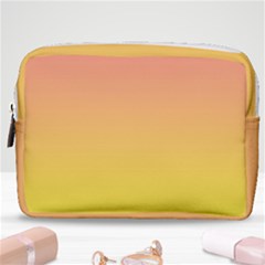 Coral Pink To Electric Yellow Linear Gradient Make Up Pouch (medium) by GradientsOmbre