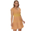 Electric Yellow To Coral Pink Bilinear Gradient Short Sleeve Tiered Mini Dress View3