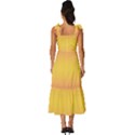 Coral Pink To Electric Yellow Bilinear Gradient Tie-Strap Tiered Midi Chiffon Dress View4