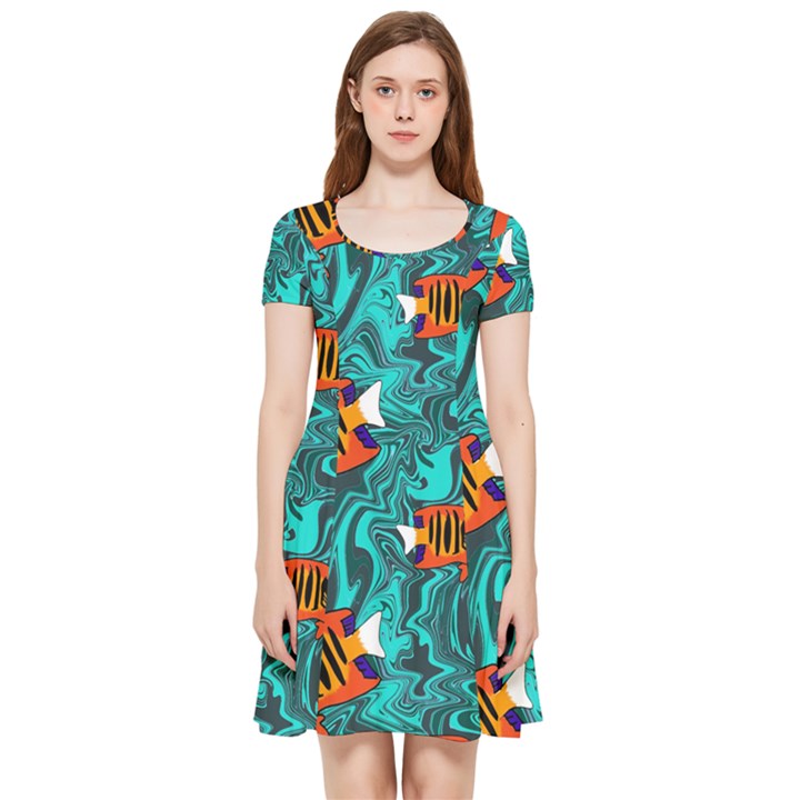 Flame Swirls Inside Out Cap Sleeve Dress