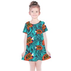 Flame Swirls Kids  Simple Cotton Dress by SeaworthyClothing