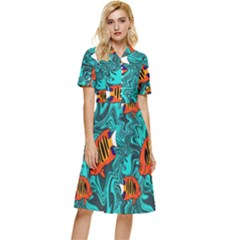 Flame Swirls Button Top Knee Length Dress by SeaworthyClothing