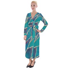 Aqua Batik, Abstract, Colorful Velvet Maxi Wrap Dress by kyorashop23