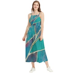 Aqua Batik, Abstract, Colorful Boho Sleeveless Summer Dress by kyorashop23