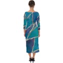 Aqua Batik, Abstract, Colorful Quarter Sleeve Midi Bodycon Dress View2