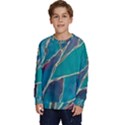 Aqua Batik, Abstract, Colorful Kids  Crewneck Sweatshirt View1