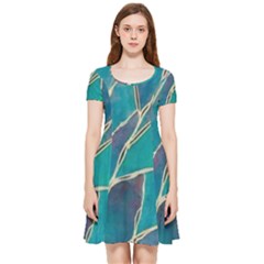 Aqua Batik, Abstract, Colorful Inside Out Cap Sleeve Dress by kyorashop23