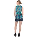 Aqua Batik, Abstract, Colorful High Neck Satin Top View2