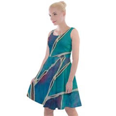 Aqua Batik, Abstract, Colorful Knee Length Skater Dress by kyorashop23