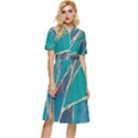 Aqua Batik, Abstract, Colorful Button Top Knee Length Dress View1