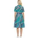 Aqua Batik, Abstract, Colorful Button Top Knee Length Dress View2