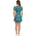 Aqua Batik, Abstract, Colorful V-Neck High Waist Chiffon Mini Dress View4