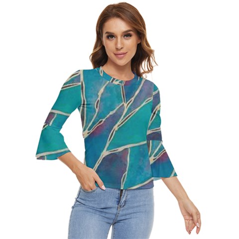 Aqua Batik, Abstract, Colorful Bell Sleeve Top by kyorashop23