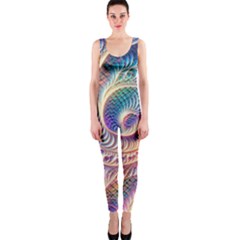 Abstract Fractal Art Swirl Pattern One Piece Catsuit by Salmanaz77