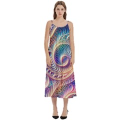 Abstract Fractal Art Swirl Pattern Casual Spaghetti Strap Midi Dress by Salmanaz77