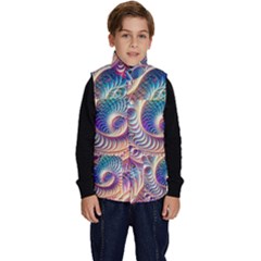 Abstract Fractal Art Swirl Pattern Kid s Button Up Puffer Vest by Salmanaz77