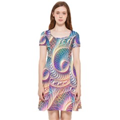 Abstract Fractal Art Swirl Pattern Inside Out Cap Sleeve Dress by Salmanaz77