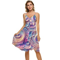 Abstract Fractal Art Swirl Pattern Sleeveless Tie Front Chiffon Dress by Salmanaz77