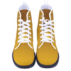 Chocolate Brown To Amber Orange Linear Gradient Women s High-top Canvas Sneakers by GradientsOmbre