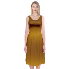 Amber Orange To Chocolate Brown Bilinear Gradient Midi Sleeveless Dress by GradientsOmbre