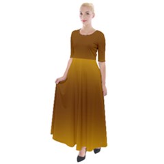 Amber Orange To Chocolate Brown Bilinear Gradient Half Sleeves Maxi Dress by GradientsOmbre