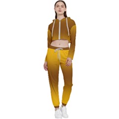 Amber Orange To Chocolate Brown Bilinear Gradient Cropped Zip Up Lounge Set by GradientsOmbre