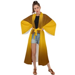 Chocolate Brown To Amber Orange Bilinear Gradient Maxi Kimono by GradientsOmbre