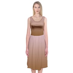 Pink Lace To Chocolate Brown Linear Gradient Midi Sleeveless Dress by GradientsOmbre