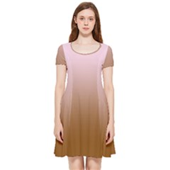 Pink Lace To Chocolate Brown Linear Gradient Inside Out Cap Sleeve Dress by GradientsOmbre