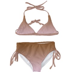 Chocolate Brown To Pink Lace Linear Gradient Kids  Classic Bikini Set by GradientsOmbre