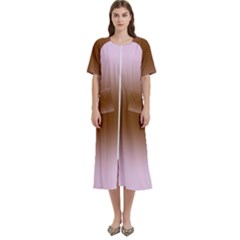 Pink Lace To Chocolate Brown Bilinear Gradient Women s Cotton Short Sleeve Nightgown by GradientsOmbre