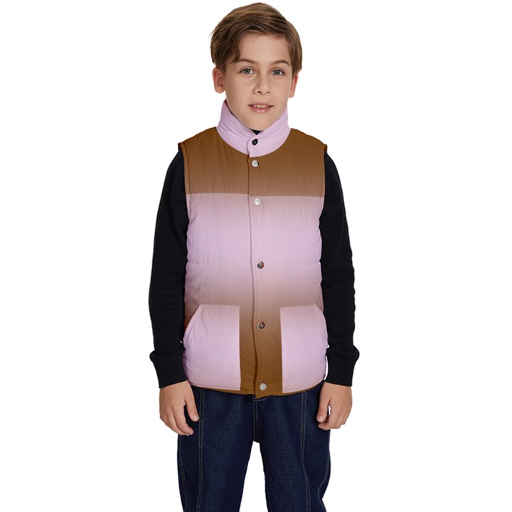 Chocolate Brown To Pink Lace Bilinear Gradient Kid s Button Up Puffer Vest