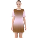 Chocolate Brown To Pink Lace Bilinear Gradient Sixties Short Sleeve Mini Dress View1