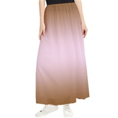 Chocolate Brown To Pink Lace Bilinear Gradient Maxi Chiffon Skirt by GradientsOmbre