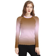 Chocolate Brown To Pink Lace Bilinear Gradient Women s Long Sleeve Rash Guard by GradientsOmbre