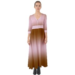 Chocolate Brown To Pink Lace Bilinear Gradient Button Up Boho Maxi Dress by GradientsOmbre