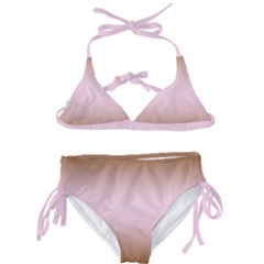 Chocolate Brown To Pink Lace Bilinear Gradient Kids  Classic Bikini Set by GradientsOmbre