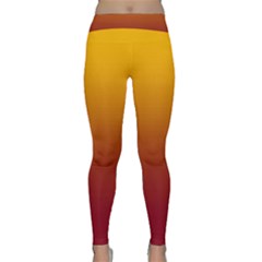 Amber Orange To Burgundy Red Linear Gradient Classic Yoga Leggings by GradientsOmbre