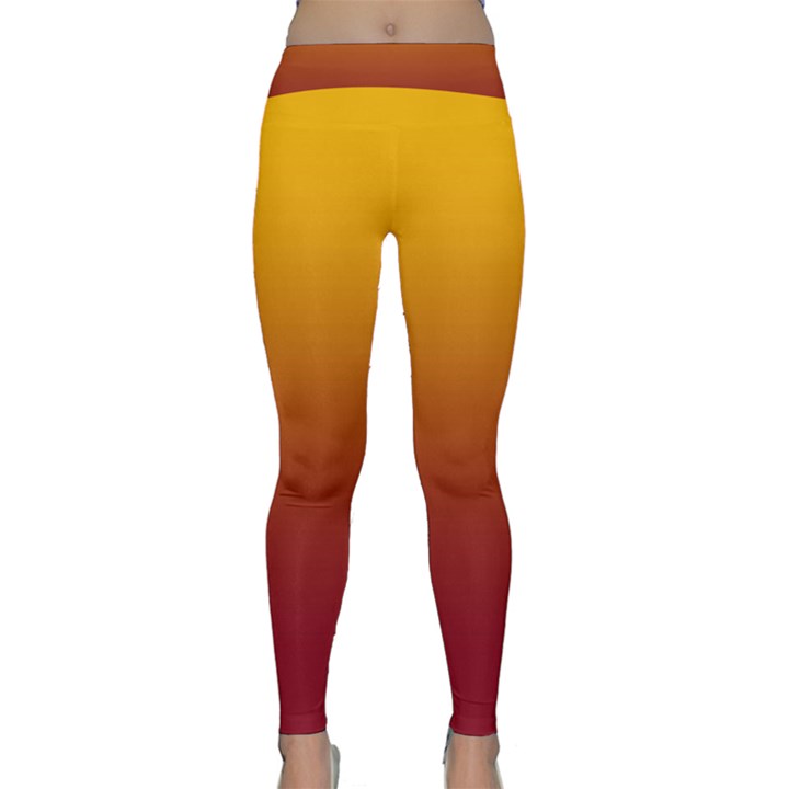 Amber Orange To Burgundy Red Linear Gradient Classic Yoga Leggings