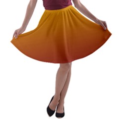 Amber Orange To Burgundy Red Linear Gradient A-line Skater Skirt by GradientsOmbre