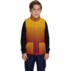 Amber Orange To Burgundy Red Linear Gradient Kid s Button Up Puffer Vest by GradientsOmbre