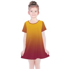 Amber Orange To Burgundy Red Linear Gradient Kids  Simple Cotton Dress by GradientsOmbre