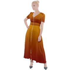 Amber Orange To Burgundy Red Linear Gradient Button Up Short Sleeve Maxi Dress by GradientsOmbre