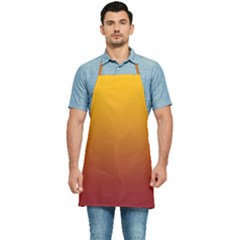 Amber Orange To Burgundy Red Linear Gradient Kitchen Apron by GradientsOmbre