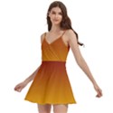 Burgundy Red To Amber Orange Linear Gradient Body Wrap Sleeveless V-Neck Mini Dress View2