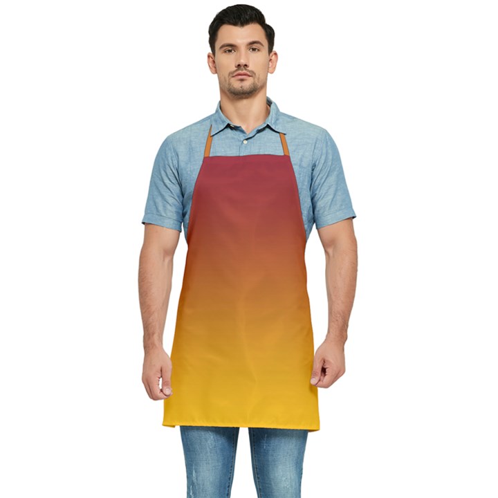 Burgundy Red To Amber Orange Linear Gradient Kitchen Apron