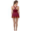 Amber Orange To Burgundy Red Bilinear Gradient Ruffle Top Dress Swimsuit View2