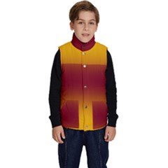 Amber Orange To Burgundy Red Bilinear Gradient Kid s Button Up Puffer Vest by GradientsOmbre