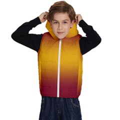 Burgundy Red To Amber Orange Bilinear Gradient Kids  Stylish Hooded Puffer Vest by GradientsOmbre