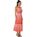 Pink Lace To Scarlet Red Linear Gradient Tie-Strap Tiered Midi Chiffon Dress View3